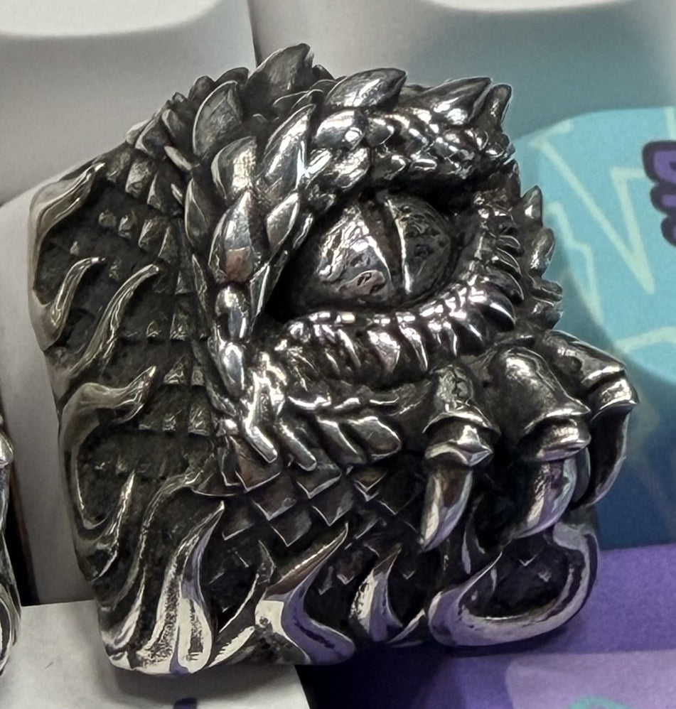 Silver Dragon Eye, 1U Silver Metal Personalized Keycap, Mechanical Keyboard Decorative Keycap, Mythical Creative Design Art Keycap