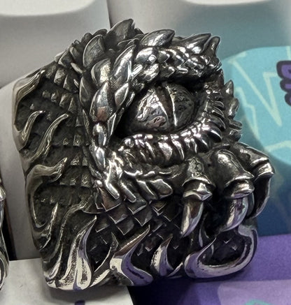 Silver Dragon Eye, 1U Silver Metal Personalized Keycap, Mechanical Keyboard Decorative Keycap, Mythical Creative Design Art Keycap