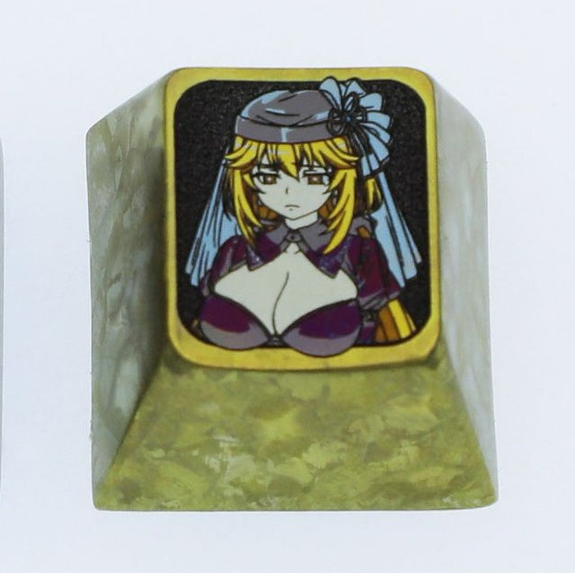Shokuhou Misaki, 1U titanium alloy personalized keycap, metal decorative art keycap around anime and game characters