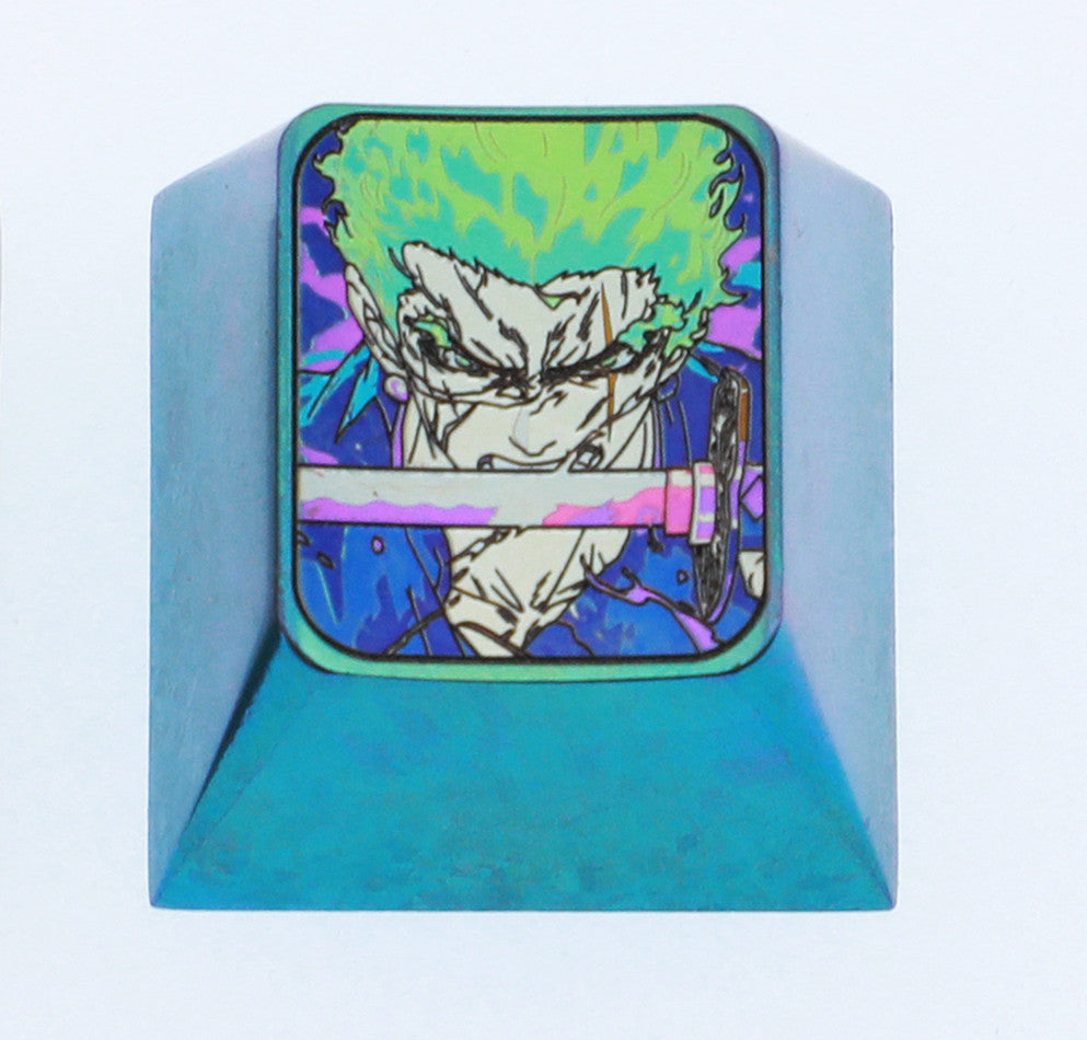 One Piece, Roronoa Zoro, 1U titanium alloy personalized keycaps, anime and game culture creative metal carving decorative keycaps