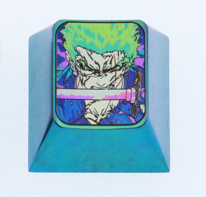 One Piece, Roronoa Zoro, 1U titanium alloy personalized keycaps, anime and game culture creative metal carving decorative keycaps