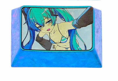Hatsune Miku, 1.5U TAB titanium alloy personalized keycap, animation and game culture creative metal decorative keycap