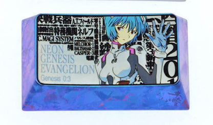 EVA, Ayanami Rei, 1.75U titanium alloy metal carved personalized keycaps, anime, gaming, cultural decoration, mechanical keyboard keycaps
