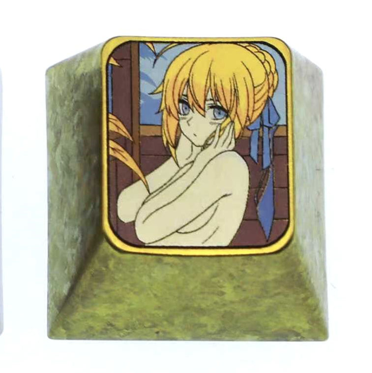 Saber, 1U titanium alloy personalized keycaps, metal carved keycaps around anime and game characters
