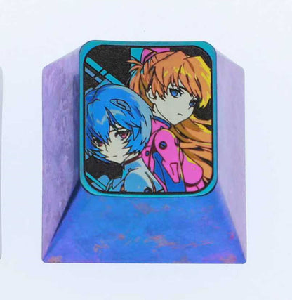 EVA, Asuka, Ayanami Rei, 1U color titanium alloy personalized keycaps, anime and game creative metal decorative keycaps
