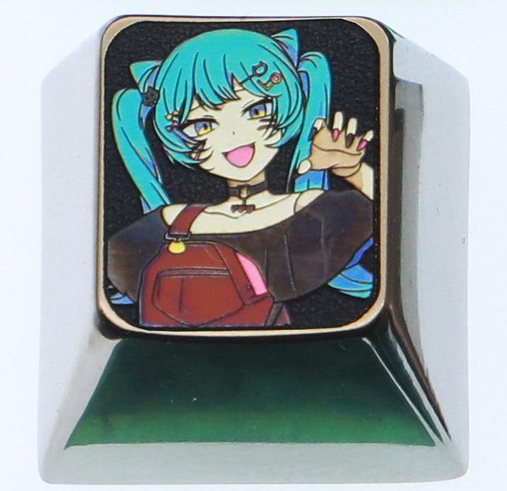 Hatsune Miku theme, 10 styles, highly selectable, 1 U titanium alloy personalized keycap, animation game music culture creative decoration keycap, metal art keycap