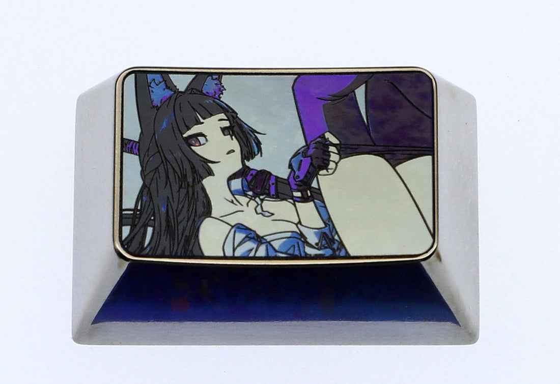 Hoshimi Miyabi, 1.5U titanium alloy personalized keycaps, metal keycaps for anime and game peripheral characters