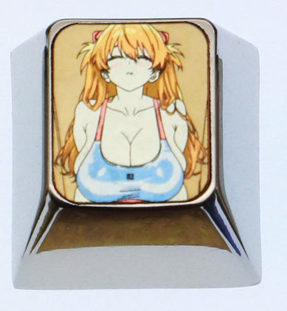 Anime game character swimsuit collection, 1U titanium alloy personalized keycap height optional, metal carving decoration creative keycap