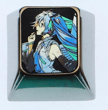 Hatsune Miku, 1U titanium alloy personalized keycap, animation game music culture creative decoration keycap, metal art keycap