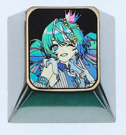 Hatsune Miku, 1U titanium alloy personalized keycap, animation game music culture creative decoration keycap, metal art keycap