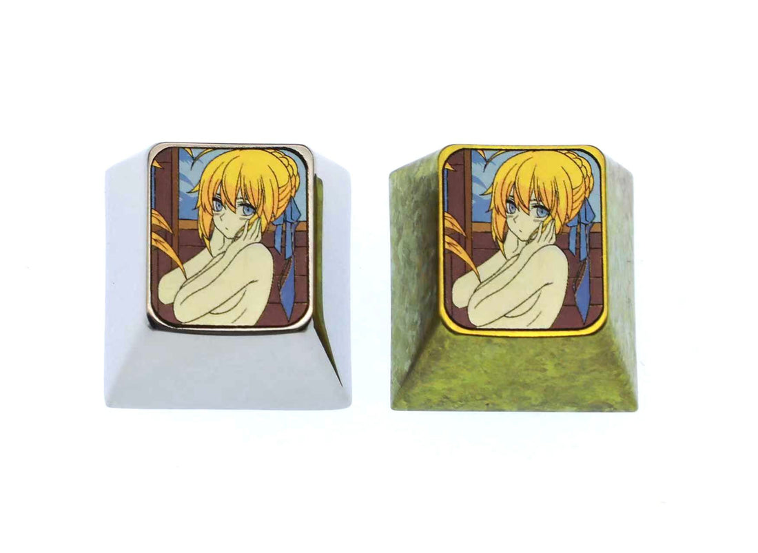 Saber, 1U titanium alloy personalized keycaps, metal carved keycaps around anime and game characters
