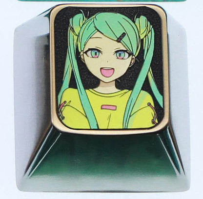 Hatsune Miku theme, 10 styles, highly selectable, 1 U titanium alloy personalized keycap, animation game music culture creative decoration keycap, metal art keycap