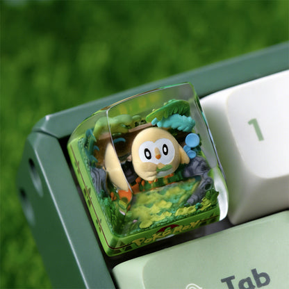Pok é mon series, Rowlet crystal resin personalized keycaps, anime and game creative peripheral mechanical keyboard decorative keycaps