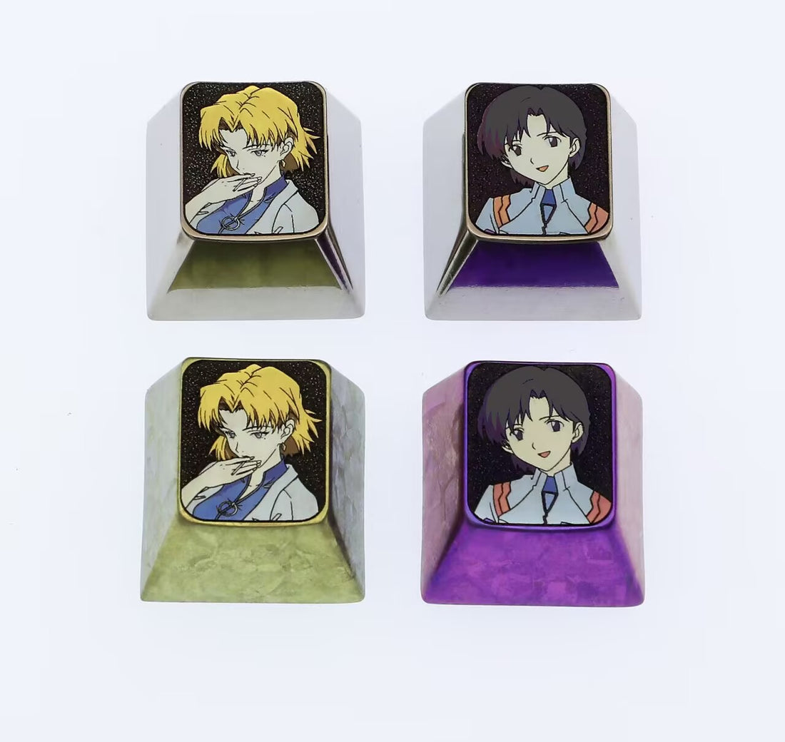 EVA,1UAkagi Ritsuko,Maya Ibuki, Titanium alloy metal carving, anime personalized decorative keycaps