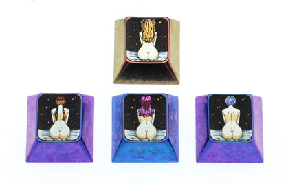 EVA， Sexy Back Series Directional Key Set Combination, Titanium Alloy Personalized Keycaps, Anime Game Culture Creative Metal Carving Decorative Keycaps.
