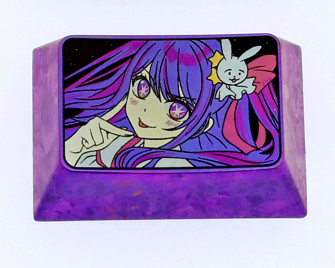 Hoshino Ai.1.5U titanium alloy personalized keycaps, anime character metal keycaps, keyboard decorative keycaps