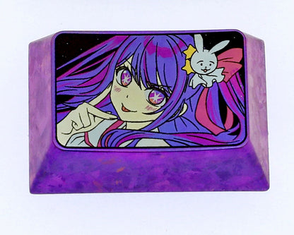 Hoshino Ai.1.5U titanium alloy personalized keycaps, anime character metal keycaps, keyboard decorative keycaps