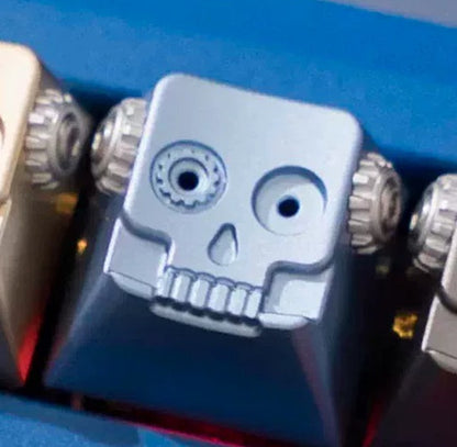 Metal skeleton, 3D gear skeleton, aluminum alloy CNC metal anode personalized keycap, mechanical keyboard decorative art keycap