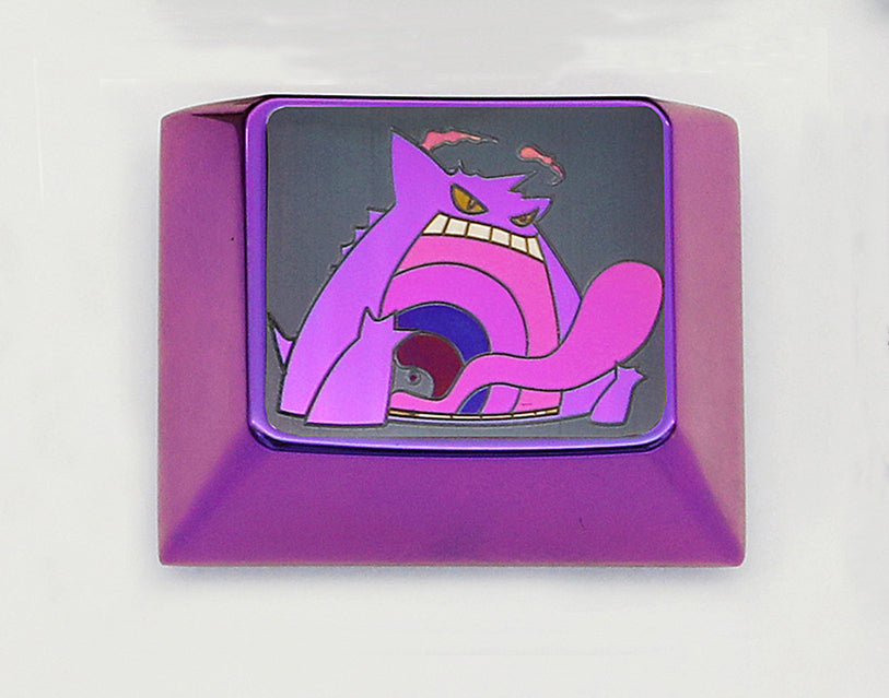 MegaGengar, Colored titanium alloy flat carving, relief style. 1.25U personalized keycap