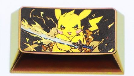 Pok é mon series, 1.75U Pikachu, 2UMwtwo, 2.25U Moltres, titanium alloy personalized keycaps, anime and game metal material decorative keycaps