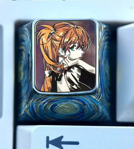 EVA, Elegant Asuka, 1U titanium alloy personalized keycap, anime, gaming, cultural and creative peripheral decorative keycap