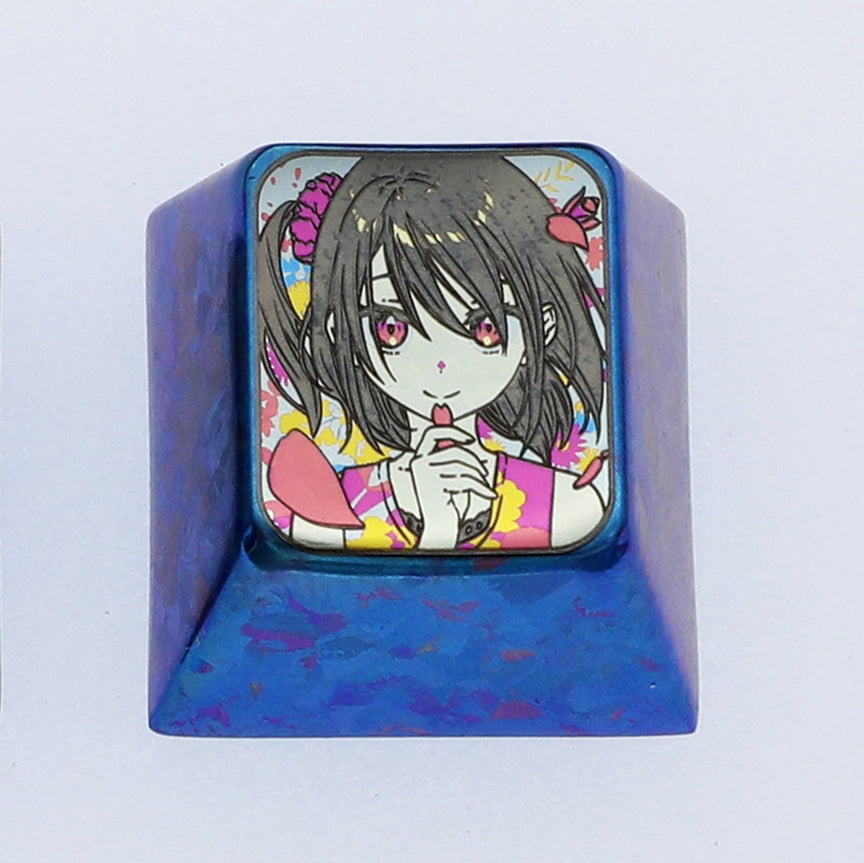 Shiziku 1u colorful titanium alloy carved personalized keycaps, mechanical keyboard decorative keycaps.