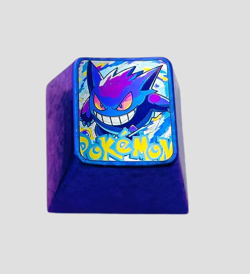 Colorful gengar, titanium alloy carving, personalized keycaps, mechanical keyboard decorative keycaps.
