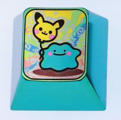 Pok é mon series, Ditto, Dreepy, Trubbish, 1U/1.25U/1.5U titanium alloy personalized keycaps, cute metal carving creative customized decorative keycaps for anime and games