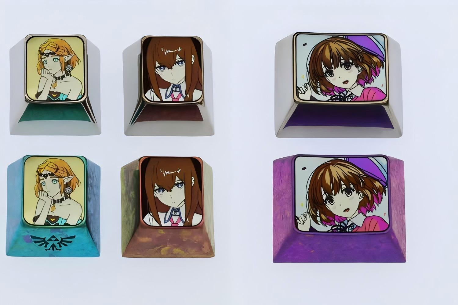 The Legend of Zelda，Makise Kurisu，Megumi Kato， Titanium alloy personalized keycaps, keyboard decorative keycaps