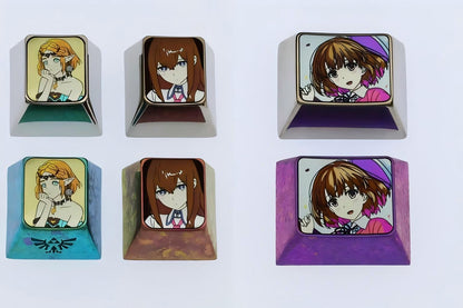 The Legend of Zelda，Makise Kurisu，Megumi Kato， Titanium alloy personalized keycaps, keyboard decorative keycaps