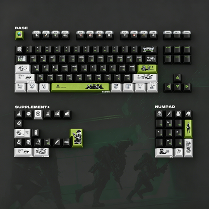Delta Force themed metallic texture PBT material personalized keycap set, anime and games cultural creative decoration keycap set, compatible with 61/64/68/75/84/87/104 mechanical keyboard