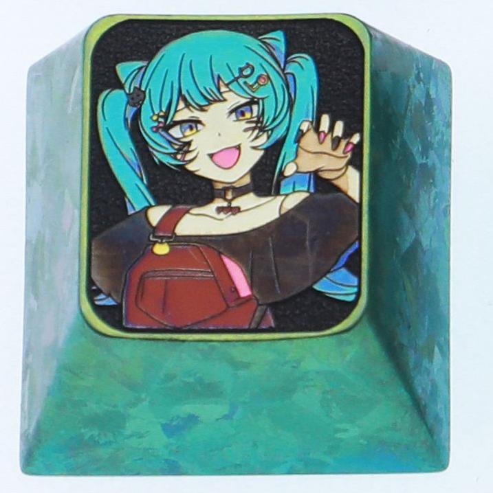 Hatsune Miku theme, 10 styles, highly selectable, 1 U titanium alloy personalized keycap, animation game music culture creative decoration keycap, metal art keycap