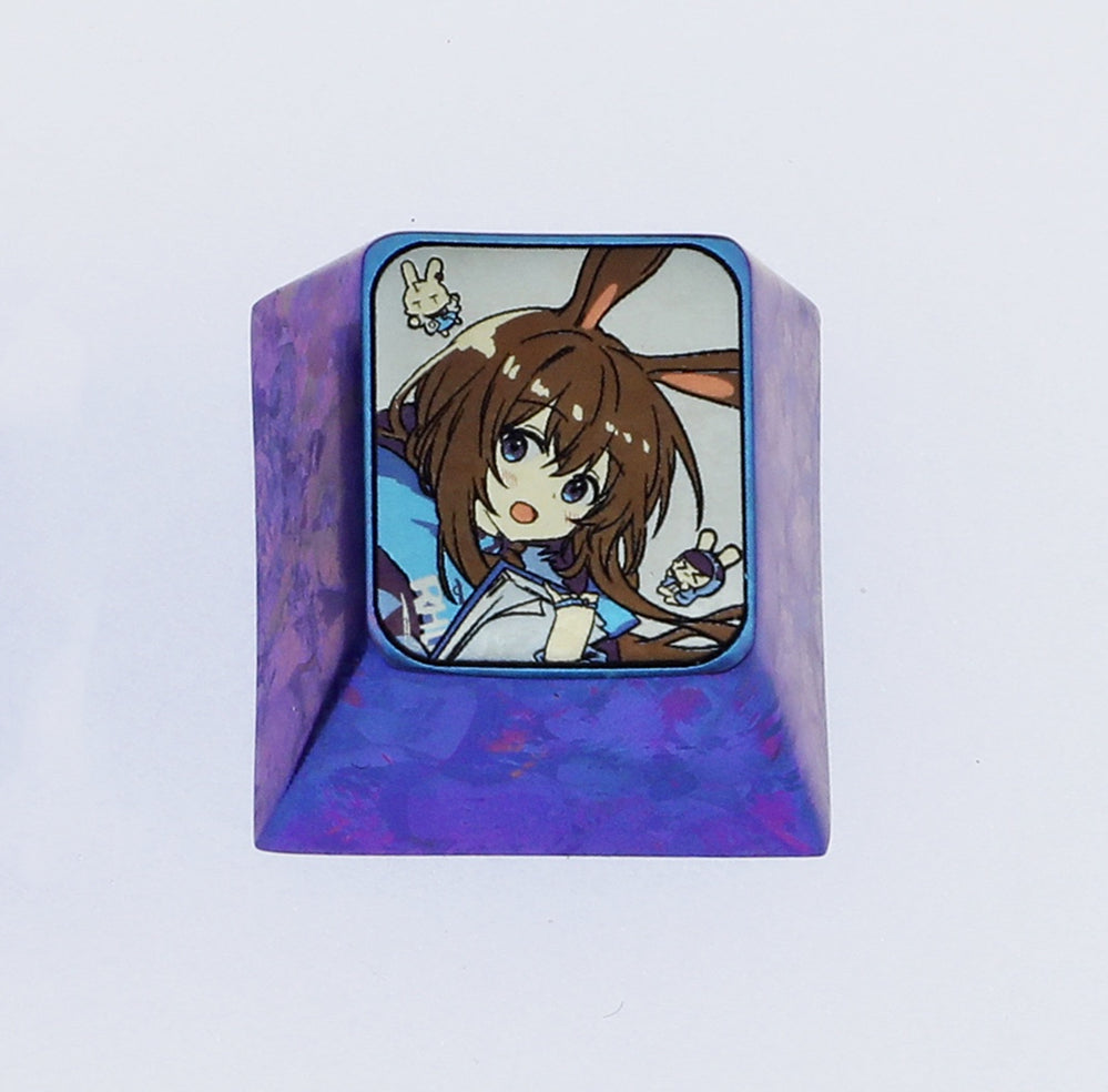 Arknights, Amiya, titanium alloy carved keycaps, personalized keycaps, mechanical keyboard decorative keycaps