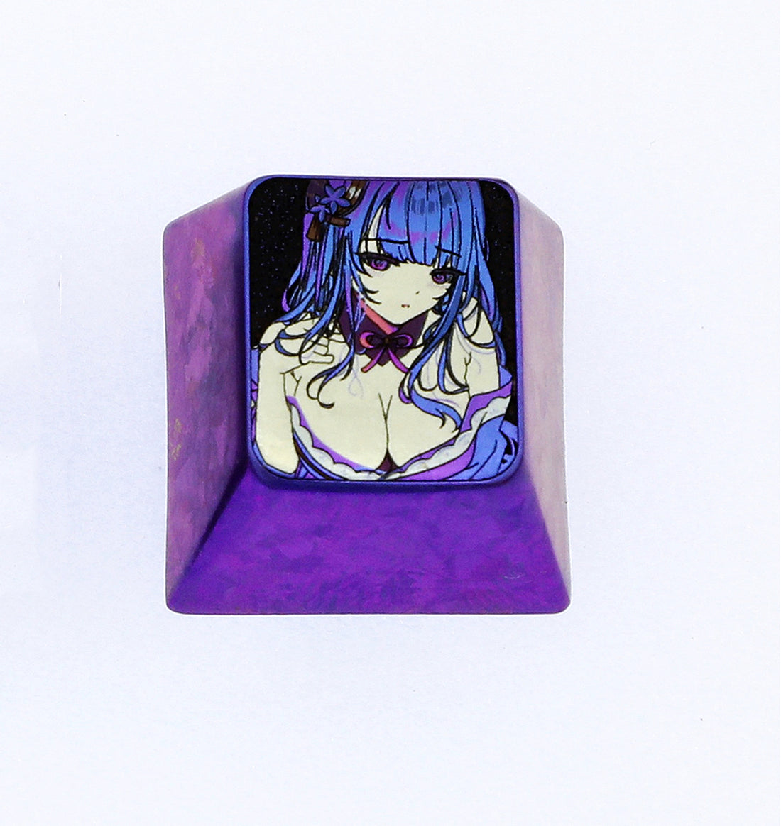 Genshin Impact,Raiden Shogun, Colored titanium alloy carving. Mechanical keyboard decorative keycaps.