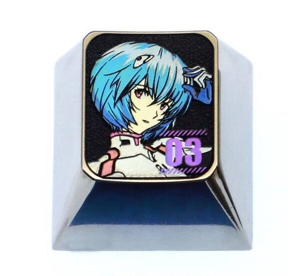 EVA， Asuka，Ayanami Rei， Digital series 1U titanium alloy personalized keycaps, anime and gaming peripheral cultural products metal carved keycaps