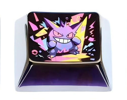 Gengar, 3 personalized 1.25U titanium alloy keycaps, metal carved art keycaps for anime and gaming peripherals