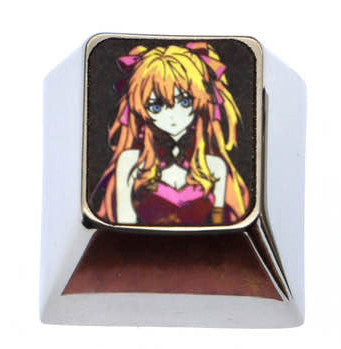 EVA， Asuka， Two styles of 1U titanium alloy personalized keycaps, metal art decorative keycaps for anime and games