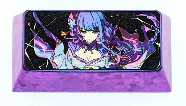Raiden Shogun, 2U titanium alloy personalized keycap, metal carving art keycap around anime and game characters