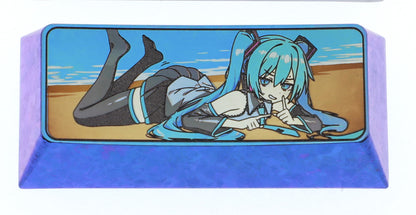 Hatsune Miku, 2.25U titanium alloy personalized keycap, animation game music virtual character metal engraving keyboard decorative keycap, art keycap