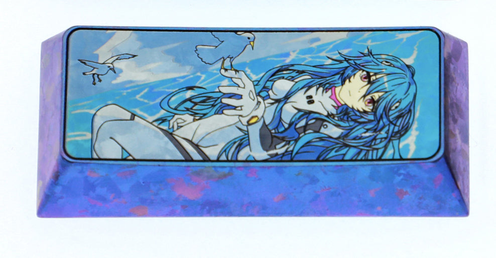 EVA theme, Asuka, Ayanami Rei, 2.25U wave style titanium alloy personalized keycaps, game anime mechanical keyboard decorative keycaps.