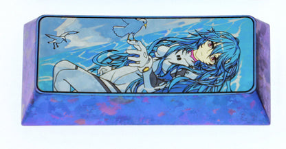 EVA theme, Asuka, Ayanami Rei, 2.25U wave style titanium alloy personalized keycaps, game anime mechanical keyboard decorative keycaps.
