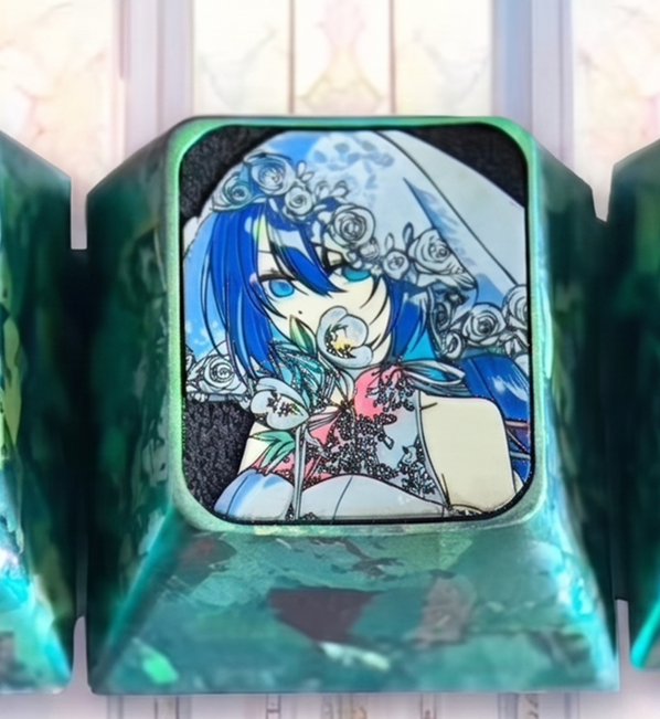 Hinako Yaotose , 1U titanium alloy personalized keycaps, anime and game cultural creative keycaps, mechanical keyboard decorative keycaps