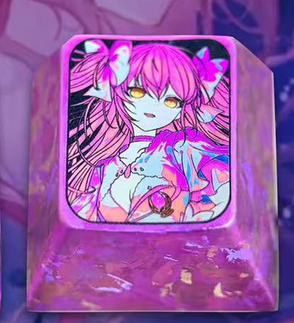 Puella Magi Madoka Magica Theme Design, 1 U titanium alloy personalized keycaps, anime and game cultural creative keycaps, mechanical keycaps decorative keycaps