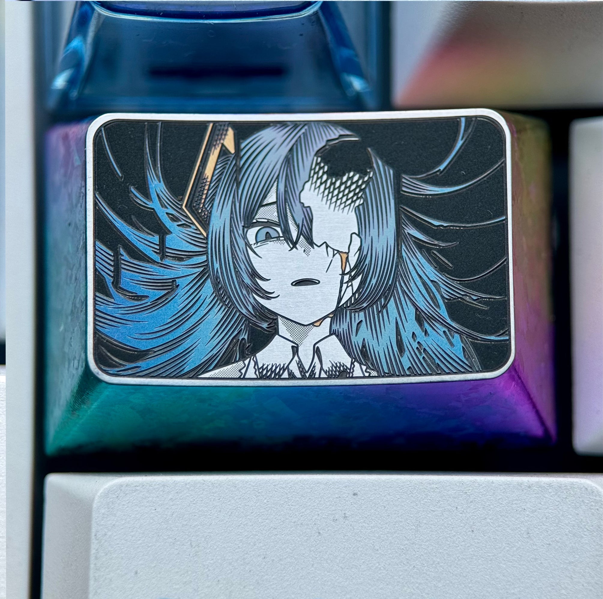 Hatsune Miku, 1.5U titanium alloy carved personalized keycaps, animation, game, music, culture and creative peripheral products, decorative keycaps
