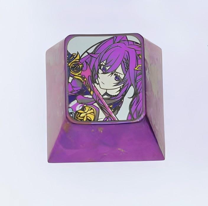 Keqing, Titanium alloy keycaps, 1U personalized keycaps, mechanical keyboard decorative keycaps