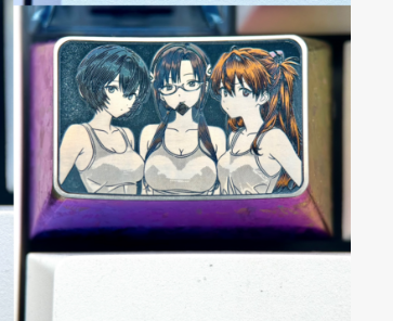 EVA，Asuka，Ayanami Rei，Mari Makinami Illustrious，1.5U Titanium alloy personalized keycaps, classic cartoon character keyboard decoration keycaps for anime and games, artistic keycaps.