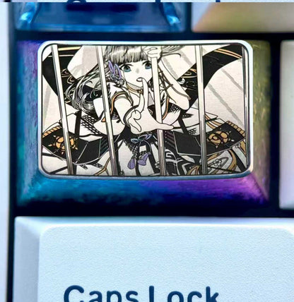 Genshin Impact， Kamisato Ayaka, 1.5U precision titanium alloy personalized key cap, animation and game culture metal engraving key cap.