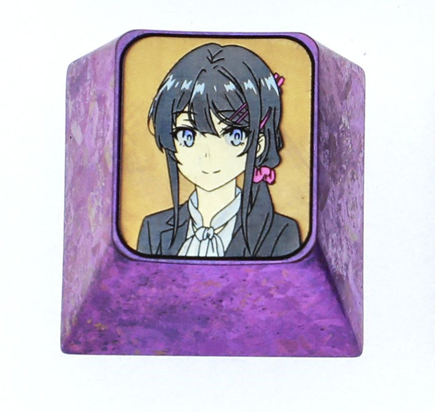 Sakurajima Mai, 1U titanium alloy personalized keycap, anime and game cultural creative metal carved keycap