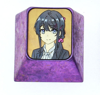 Sakurajima Mai, 1U titanium alloy personalized keycap, anime and game cultural creative metal carved keycap