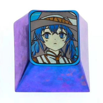 Mushoku Tensei, Roxy, 1U titanium alloy personalized keycaps, anime and game culture creative metal carving decorative keycaps